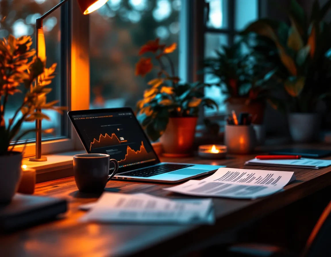 The Verbwave studio desk in warm afternoon light